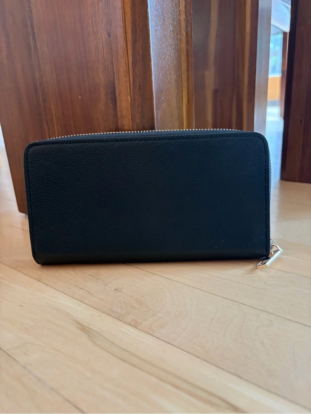 Victoria's Secret Black Zip-Around Wallet with Gold Eyelet Accents